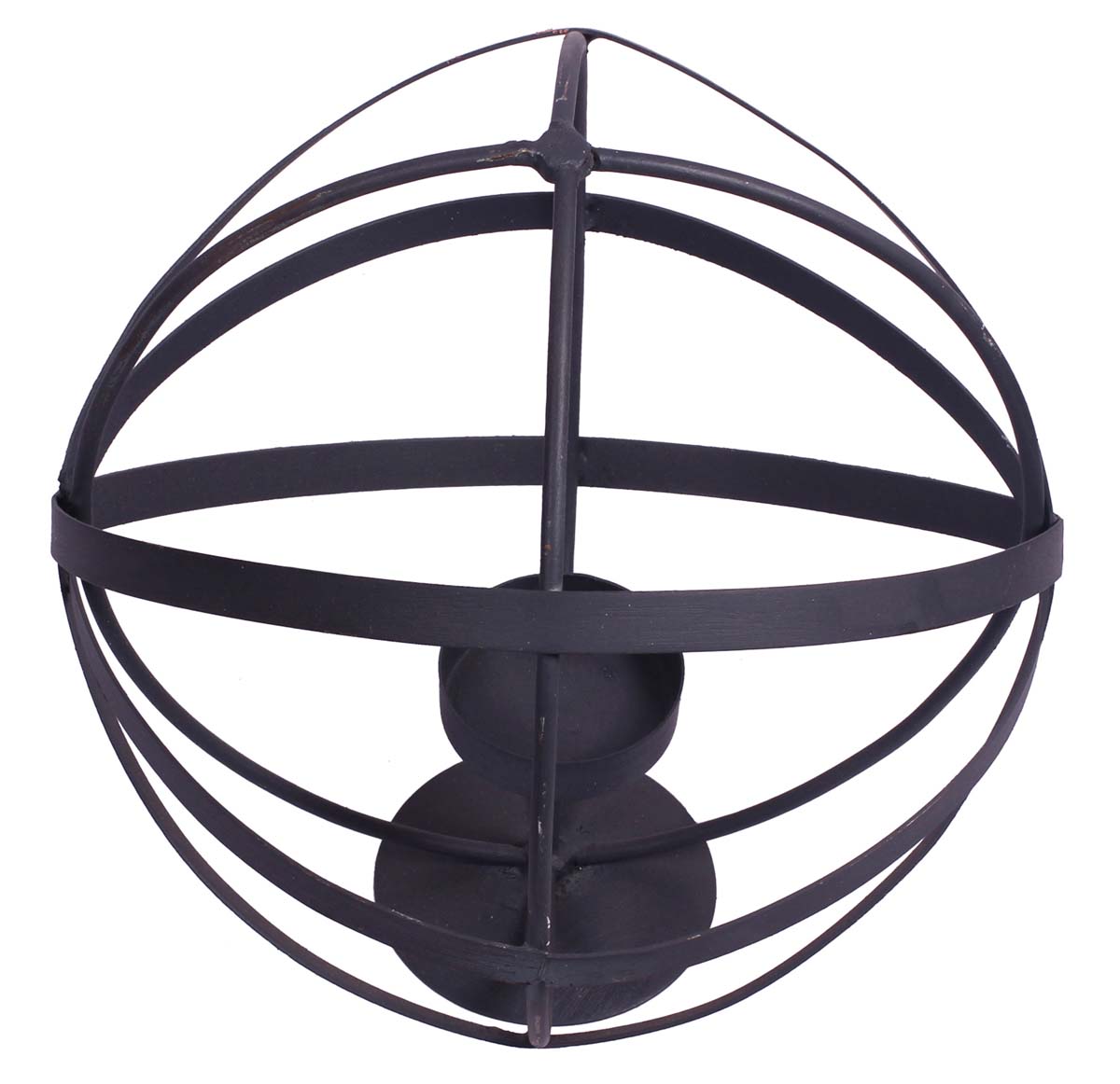 Tea-Light Candle Holder - Cast in Iron - Hand-Painted in Black - Spiraled Open Orb - Metal Votive Candle Holders - Table-Top Decorations - Unique Candle Decor - Buy in Bulk Wholesale